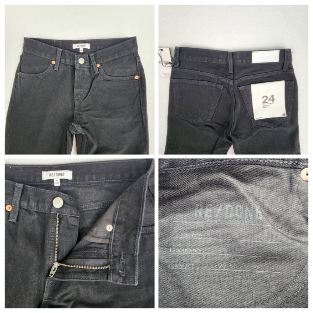 RE/DONE 70s Low Rise Bell Bottom Jeans Size 24 Black Mega Flare NWT - Picture 6 of 12